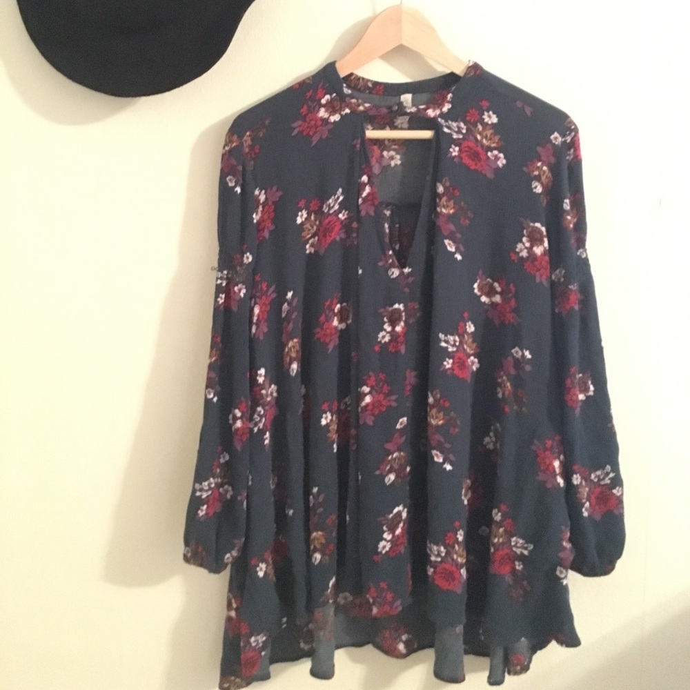 Free People moody floral blouse